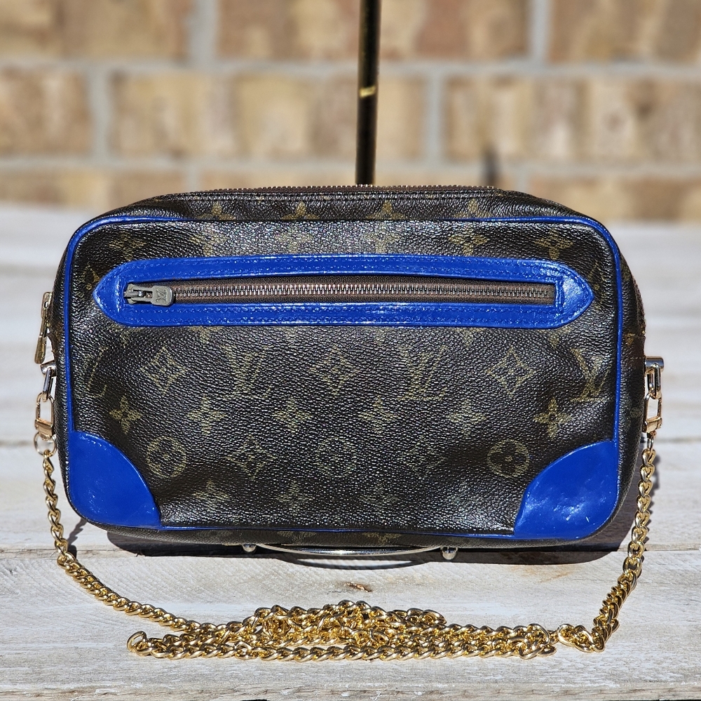 🚫SOLD🚫 Vtg LOUIS VUITTON Revamped  Kustom Blue Crossbody w/Added Chain Strap